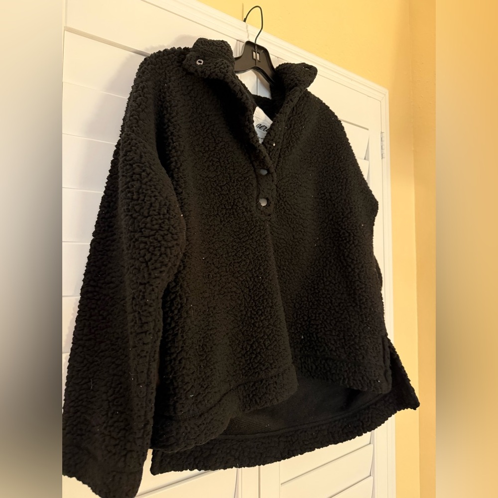 Oversized Aerie Black Fleece Pullover